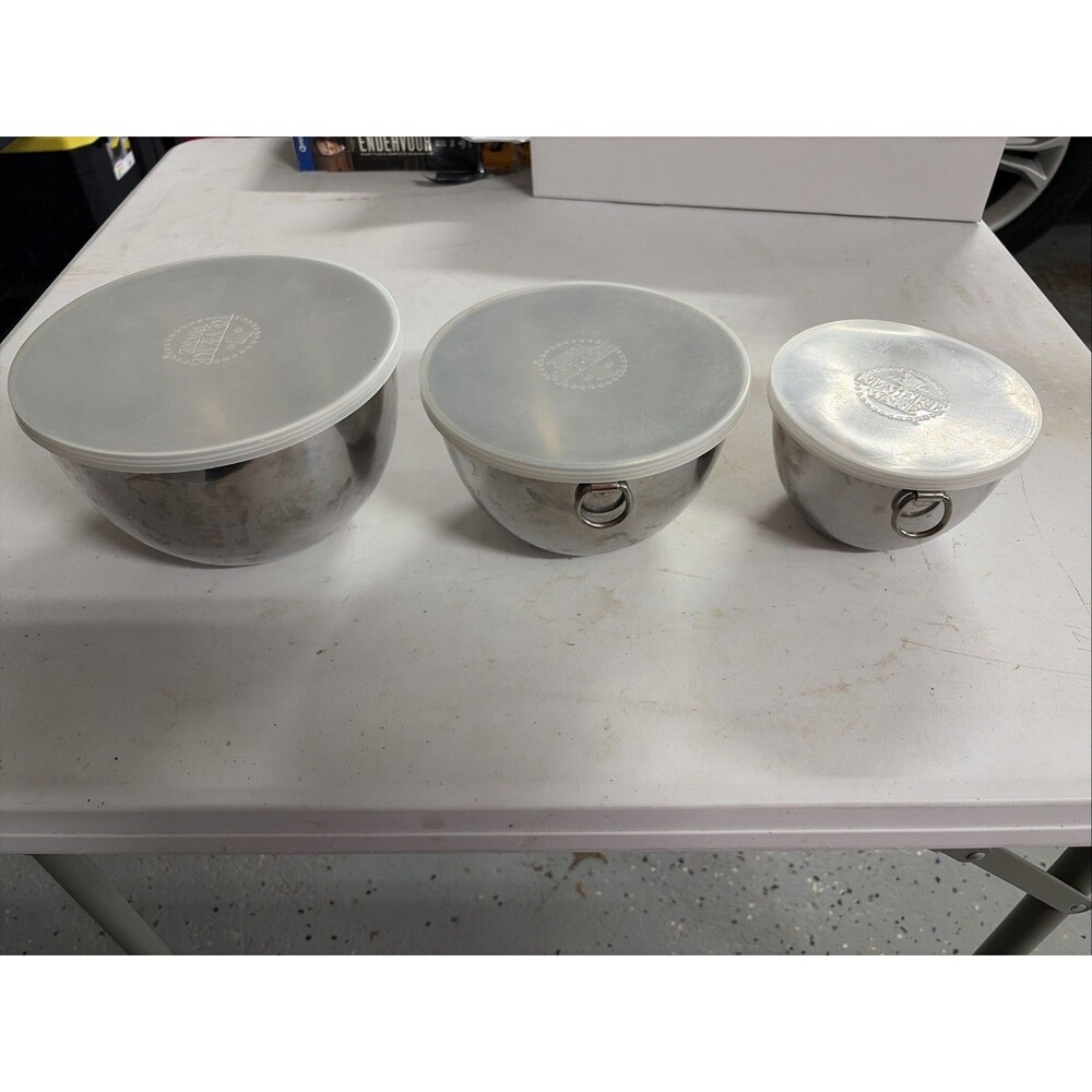 Vintage Revere Ware Stainless Steel Nesting Mixing Bowls Set of 3 w Lids